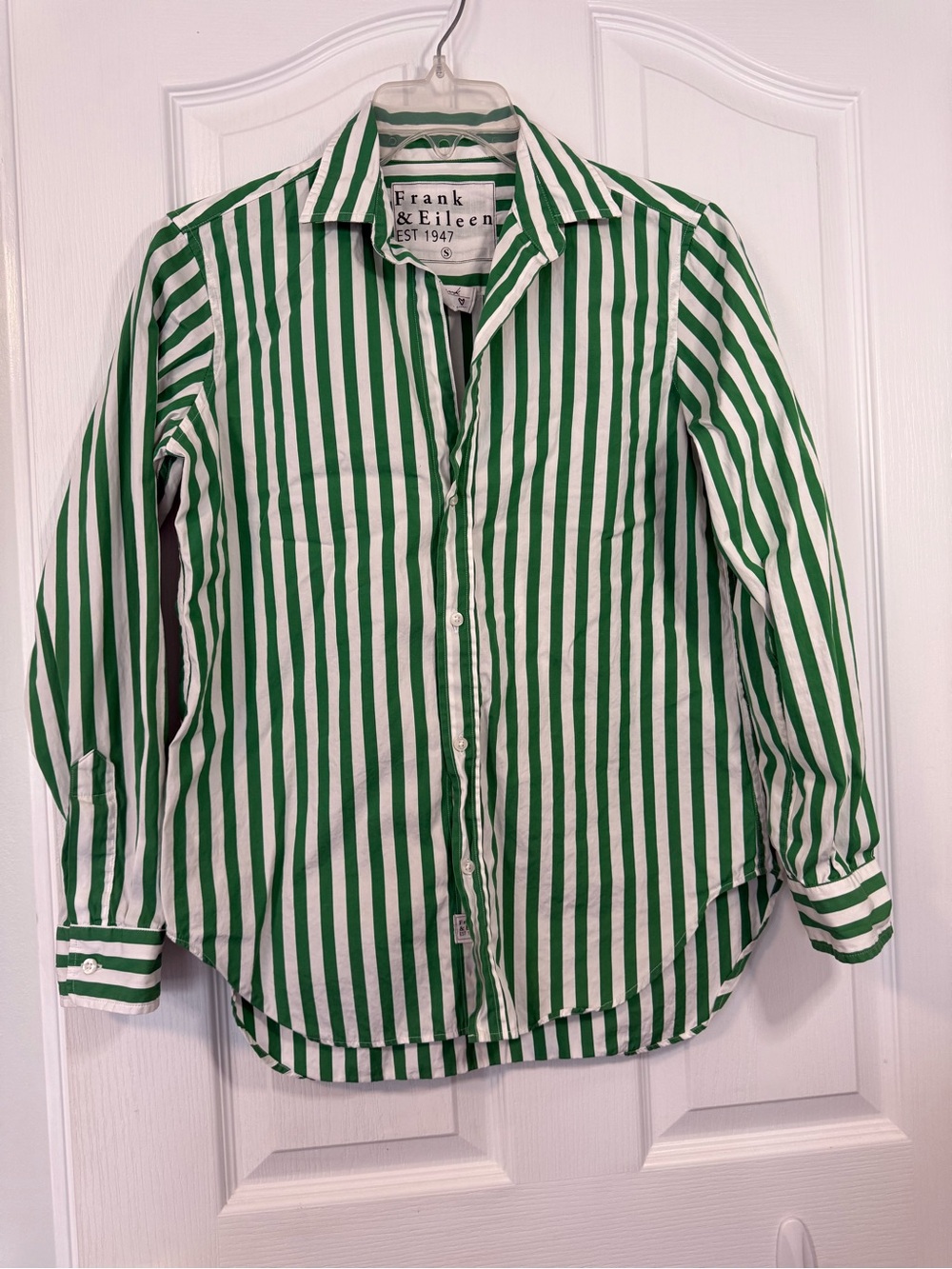 Frank & Eileen Green & White Striped Classic Button-Down Shirt Size Small